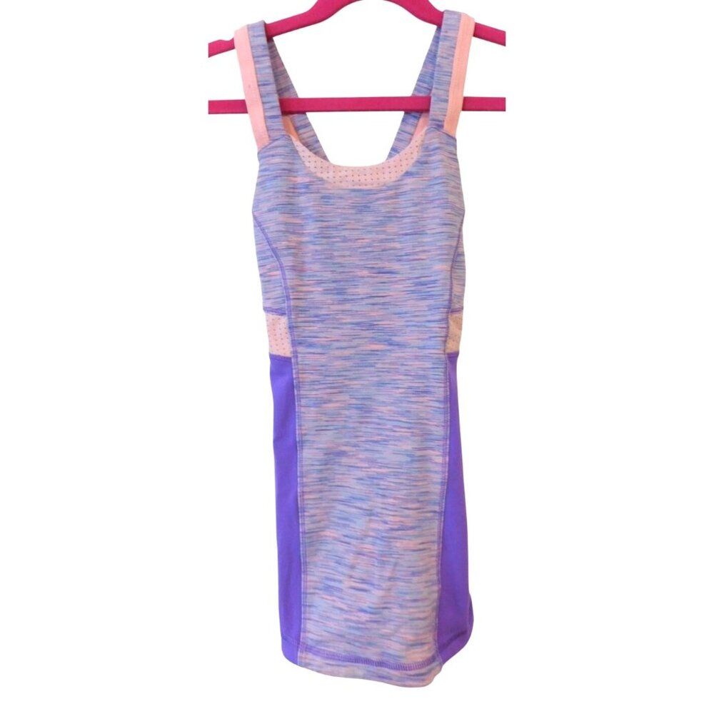 Ivivva Lululemon Girl 8 Purple Pink Cross-Strap Athletic Tank Top Shelf Bra
